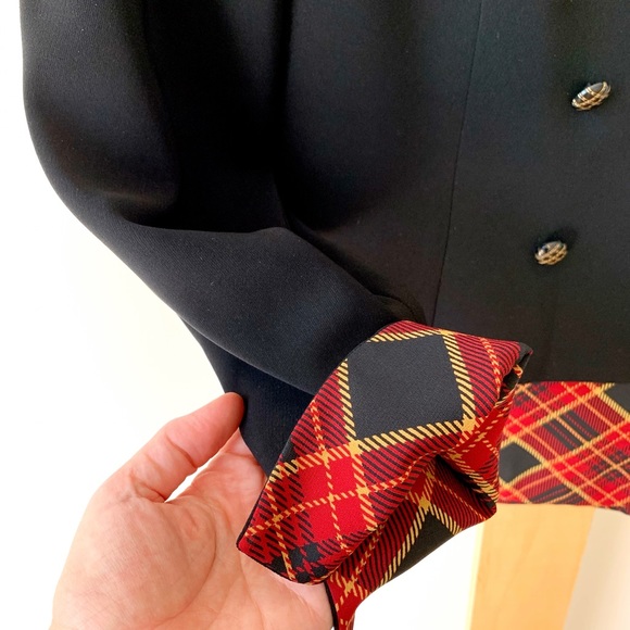 Kasper black and red tartan skirt suit 10 P - Picture 3 of 5